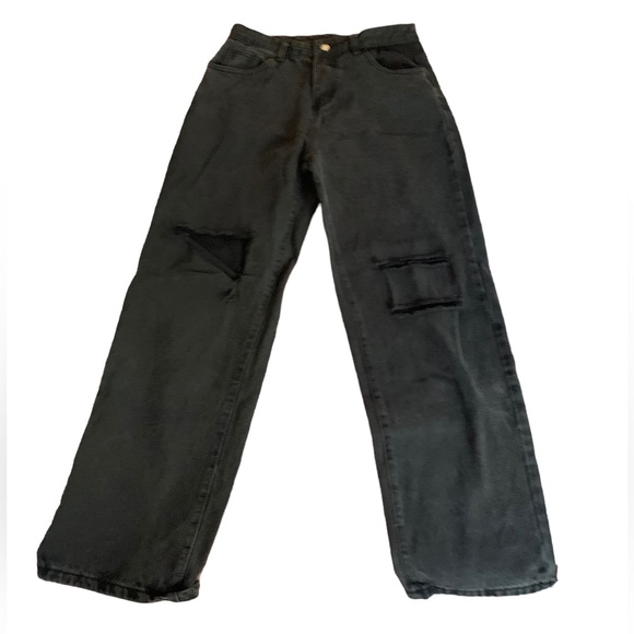 SHEIN Woman’s Black Distressed Ripped Jeans Pants Denim Size Large - Picture 2 of 11